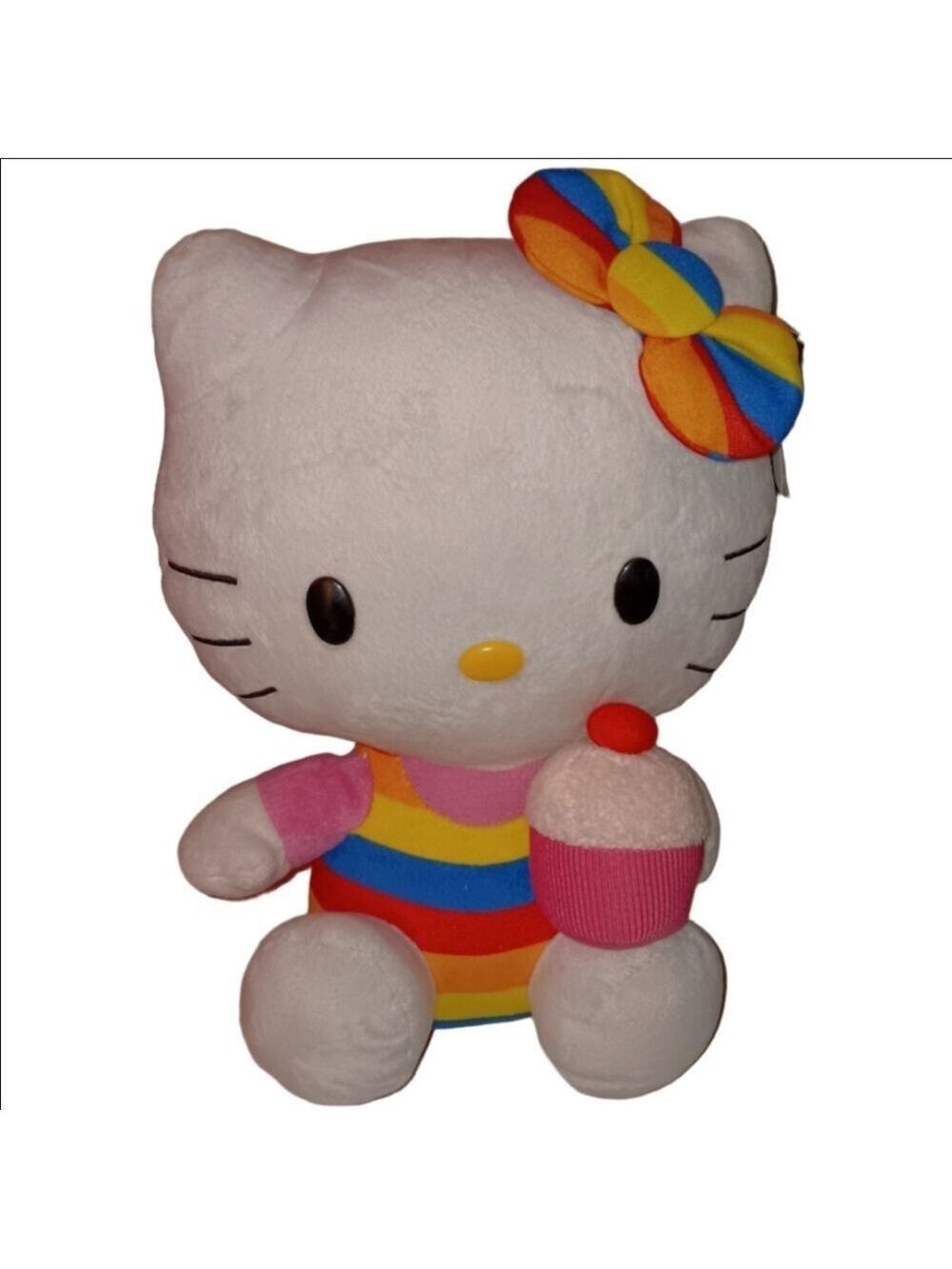 Hello Kitty Rainbow Stripe Cupcake Plush 11 Inch